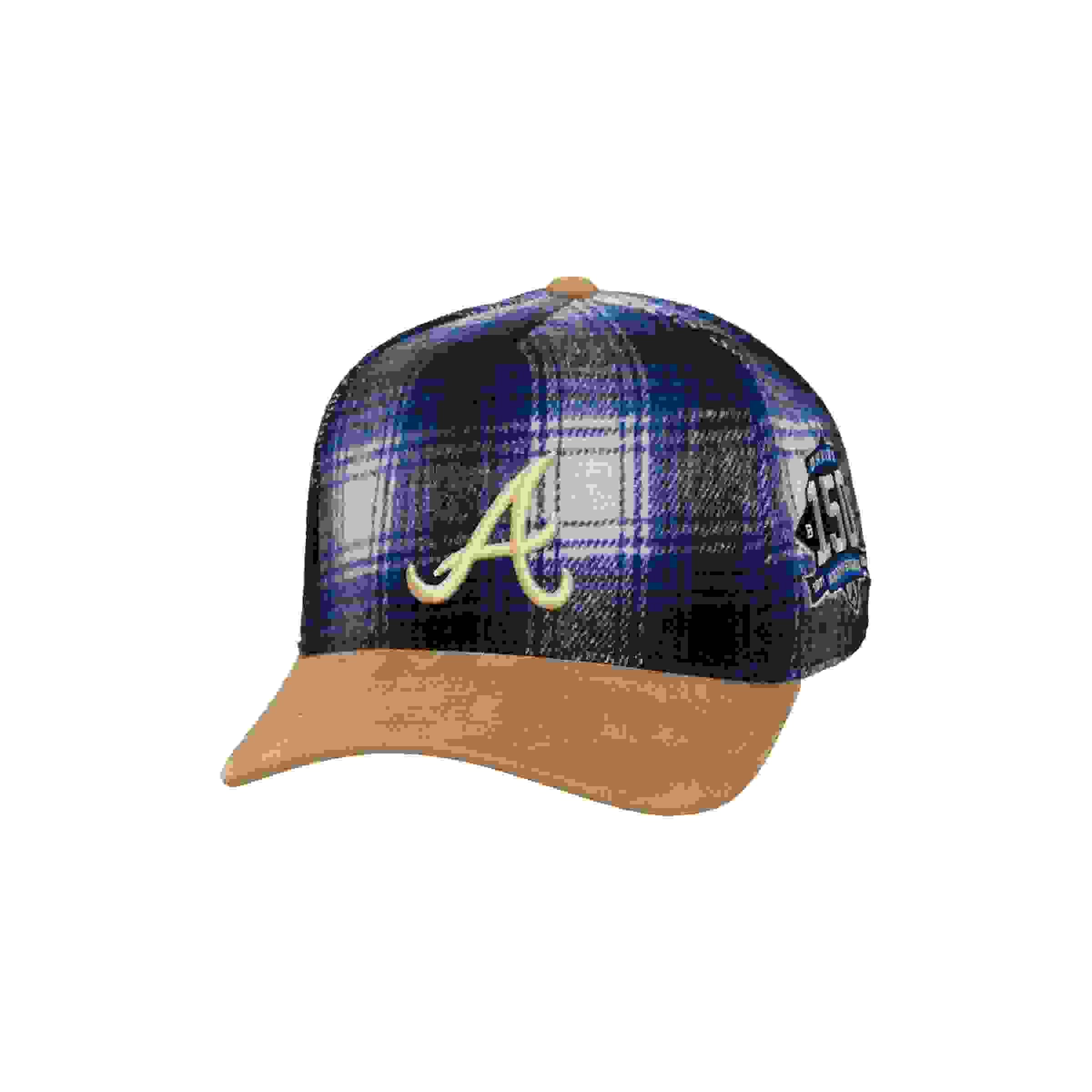 Mitchell & Ness Atlanta Braves Plaid Navy Snapback Hat